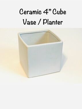 5/$15💥 Ceramic 4" Cube Vase Planter Modern Design Decor